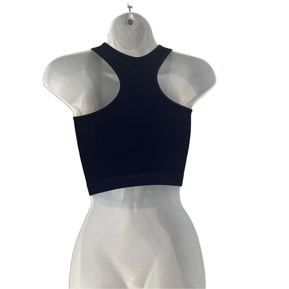 AVETO Juniors' Racerback Tank Top Size Small Cropped Navy Blue Ribbed NWOT - Picture 7 of 8